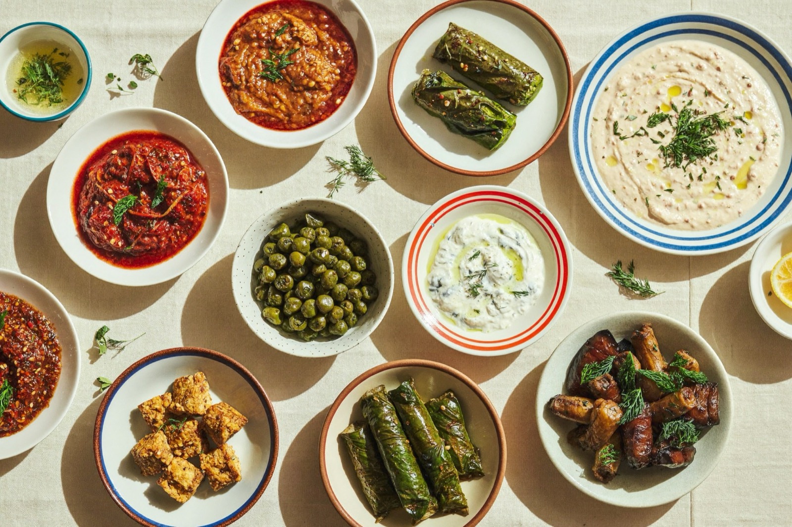 Renkli meze tabakları